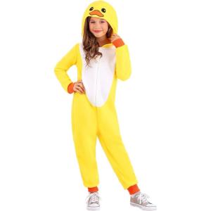 Kids Yellow Duck Halloween Costume | Yellow Hooded Jumpsuit Outfit for Boys and Girls for Easter Themed Events