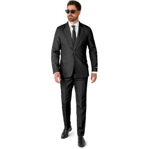 Suitmeister Men’s Party Costumes – Slim Fit Solid Color Suit for Leisure – Halloween Parties and Party Wear(Solid Black)
