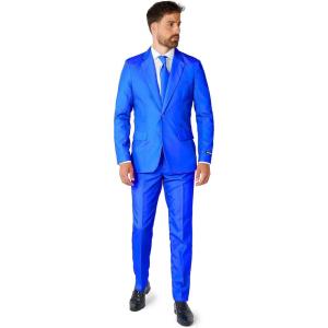 Suitmeister Men’s Party Costumes – Slim Fit Solid Color Suit for Leisure – Halloween Parties and Party Wear(Solid Blue)