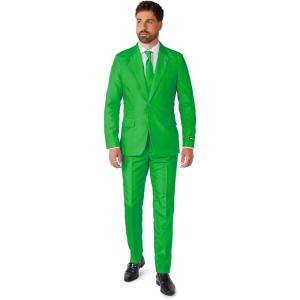 Suitmeister Men’s Party Costumes – Slim Fit Solid Color Suit for Leisure – Halloween Parties and Party Wear(Solid Green)