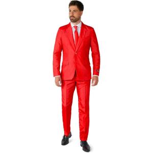 Suitmeister Men’s Party Costumes – Slim Fit Solid Color Suit for Leisure – Halloween Parties and Party Wear(Solid Red)