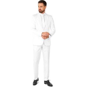Suitmeister Men’s Party Costumes – Slim Fit Solid Color Suit for Leisure – Halloween Parties and Party Wear(Solid White)