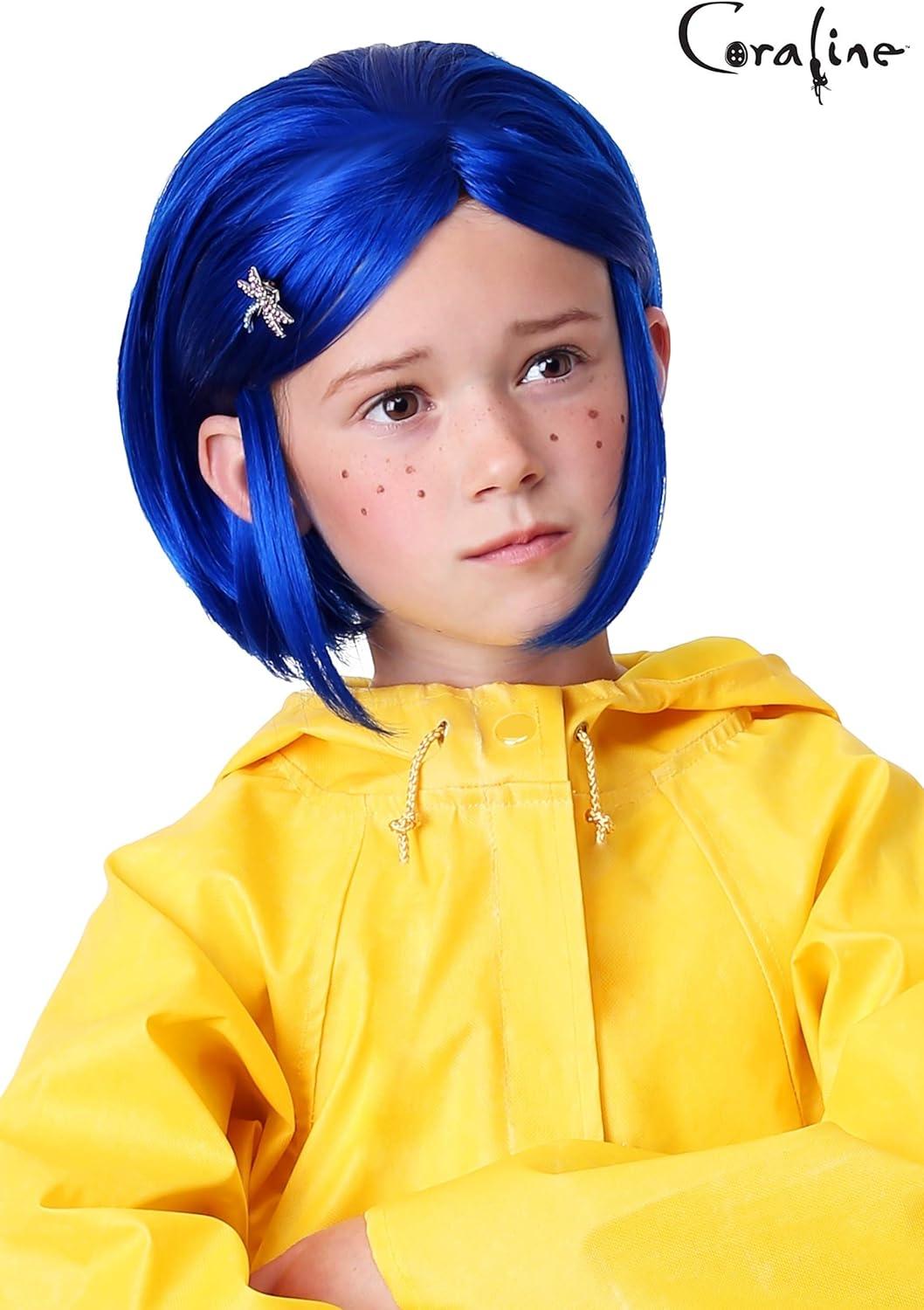image:imageFun Costumes Coraline Costume Wig for Girls with Hair Clip Short Bob Style Blue Wig Halloween Cosplay Accessory Officially Licensed