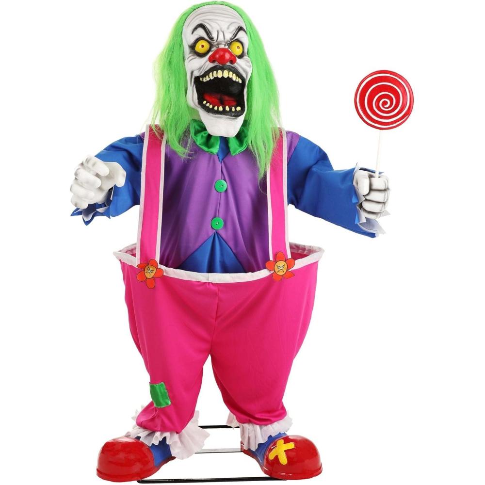 image:imageFun Costumes 4Ft Crazy Killer Clown Animatronic Decoration Scary Creepy Lollipop LightUp Eyes and Sound Making Decor
