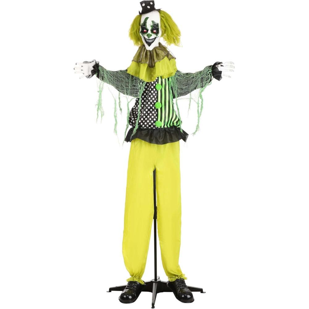 image:imageFun Costumes 55FT Animatronic Scary Spooky Green Clown Prop Outdoor amp Indoor Decoration LightUp Flashing Eyes Moves and Speaks Party DisplayStandard