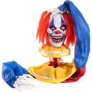 Fun Costumes 14″ Animated Head Popping Clown Ground Breaker Halloween Prop | Evil Clown Decorations Standard(Standard)
