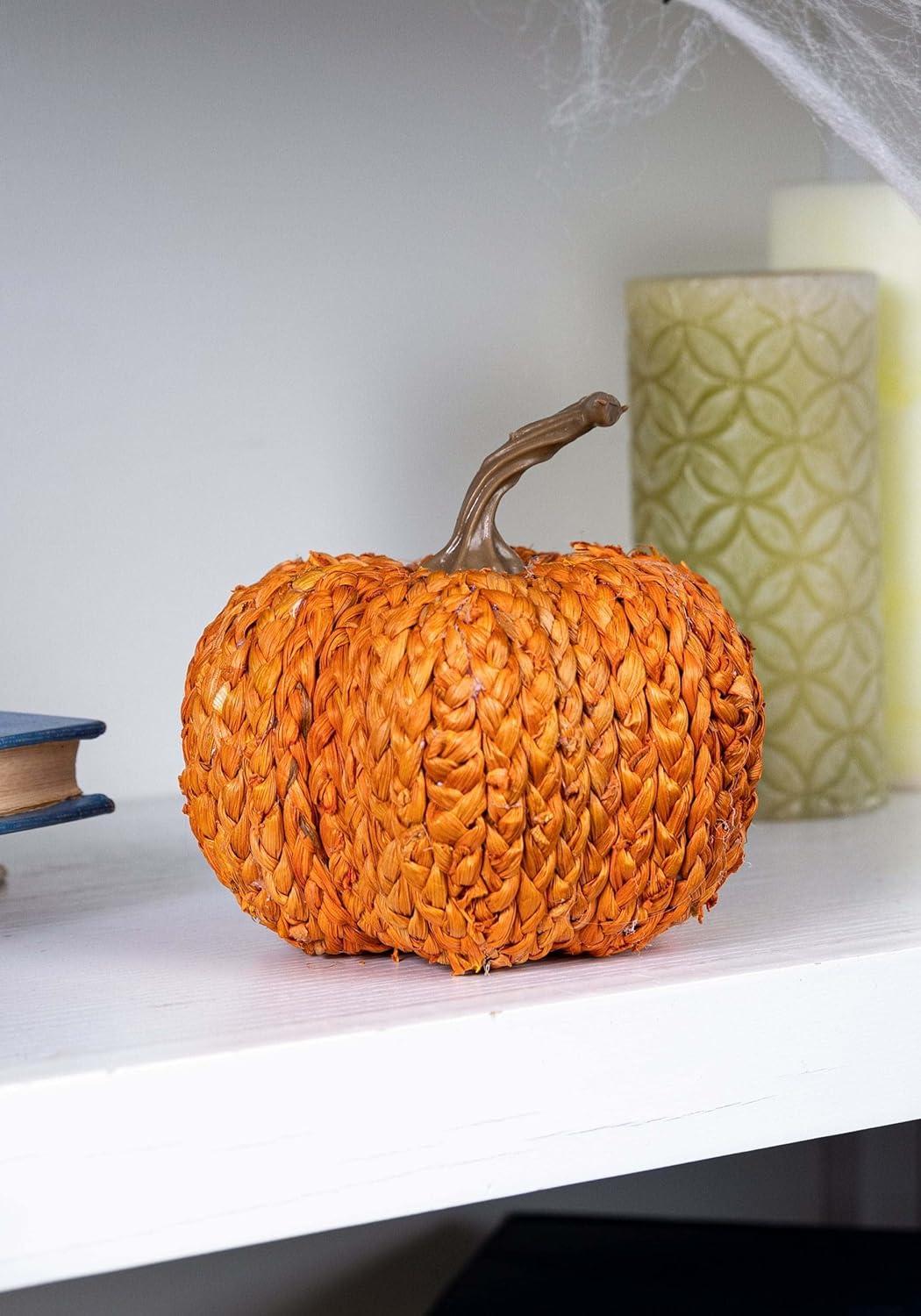 image:imageFun Costumes Cornpeel Pumpkin Halloween Indoor Decoration Orange Plastic Stem Woven Room House Table DisplayOrange