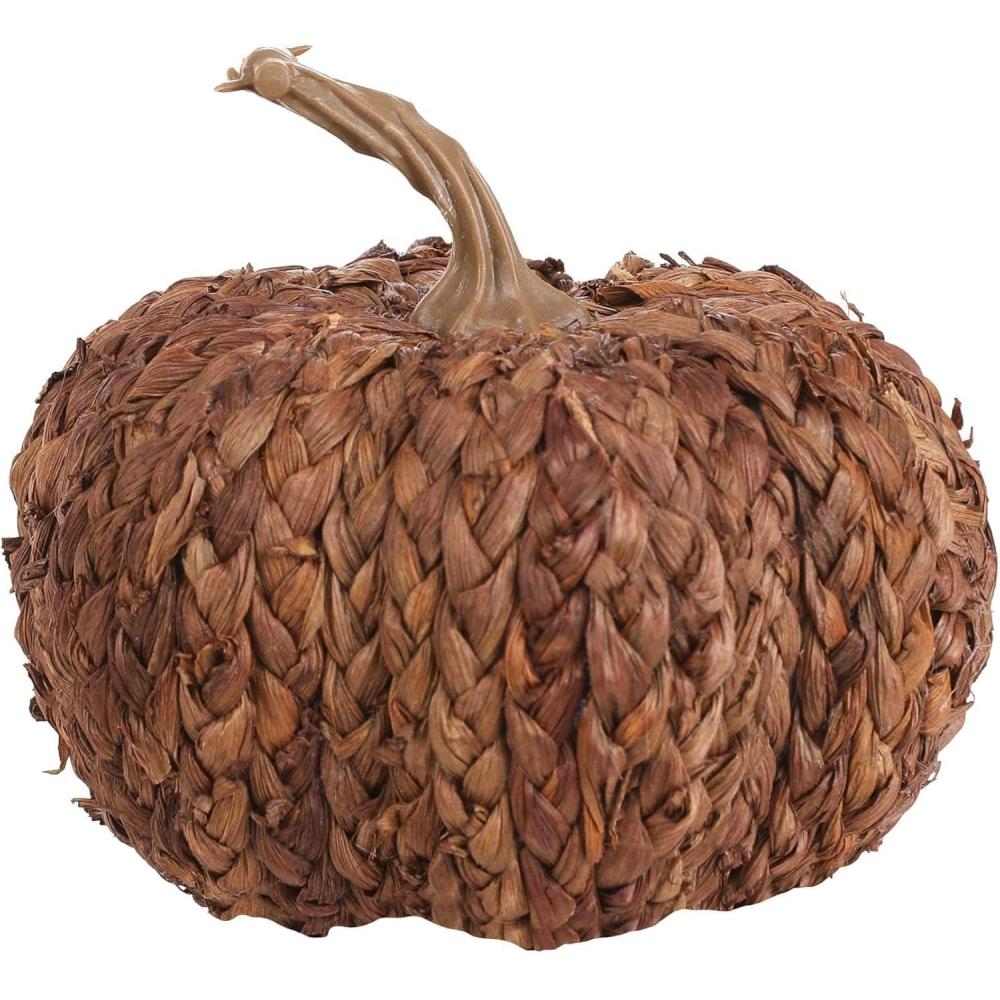 image:imageFun Costumes Cornpeel Pumpkin Halloween Indoor Decoration Orange Plastic Stem Woven Room House Table DisplayBrown