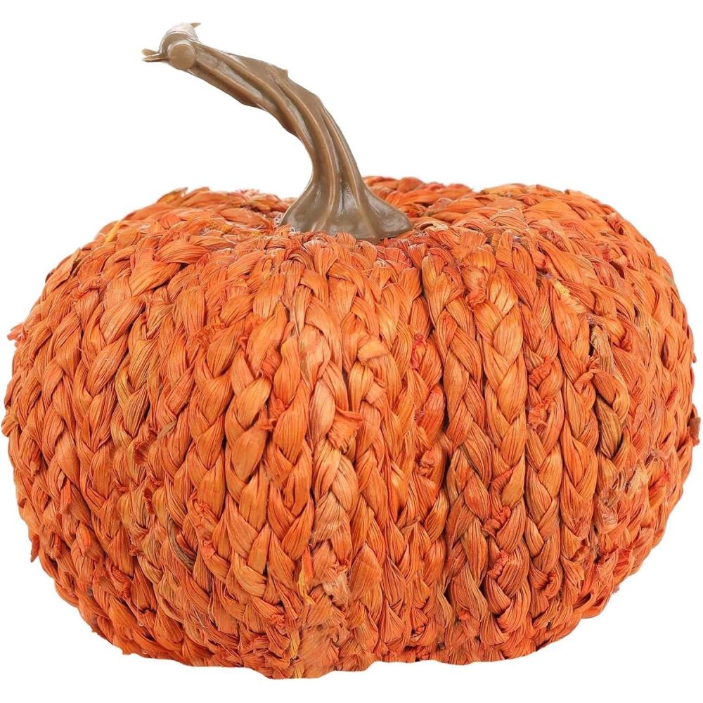 image:imageFun Costumes Cornpeel Pumpkin Halloween Indoor Decoration Orange Plastic Stem Woven Room House Table DisplayOrange