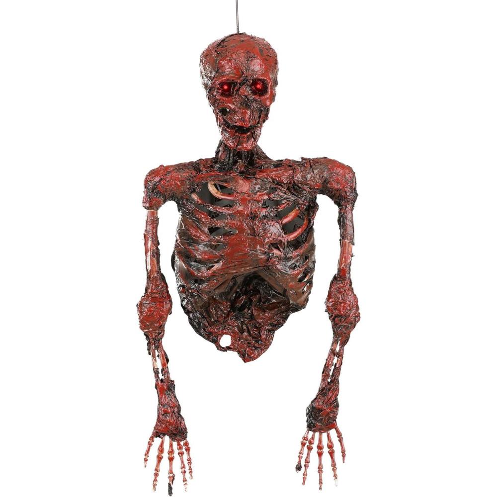 image:imageFun Costumes Hanging Red Half Skeleton Halloween Outdoor amp Indoor Decoration LightUp LED Eyes Battery Operated Yard Display Decor StandardStandard