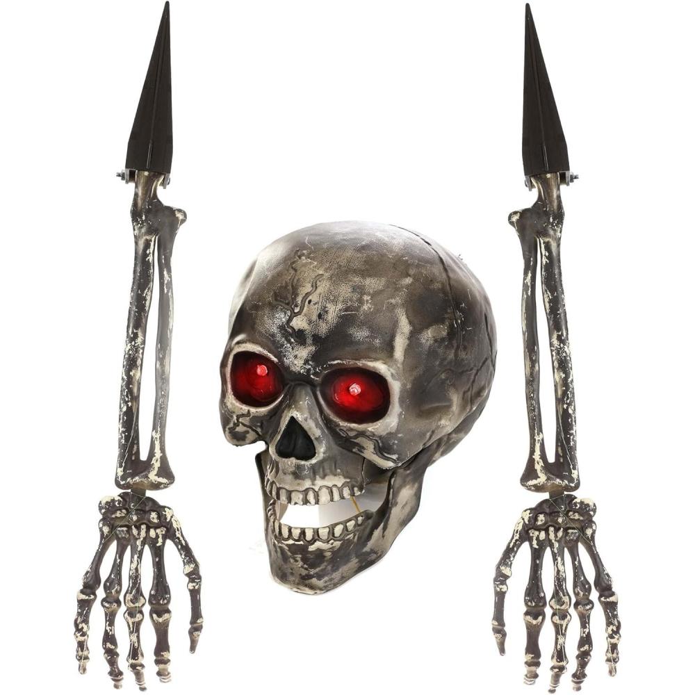 image:imageFun Costumes Skeleton Light Up Decoration with Movable Jaw and Jointed Arm StakesStandard