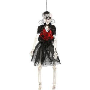 Fun Costumes 16″ Hanging Gothic Dress Skeleton Outdoor & Indoor Decoration, Satin lace Material Halloween Room Decor Standard(Standard)