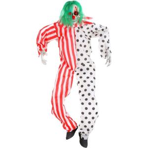 Fun Costumes 4.5FT Animatronics Hanging Talking Evil Clown Outdoor & Indoor Decoration, Battery Operated Light-Up Eyes Sound Making Display Decor(One Size)