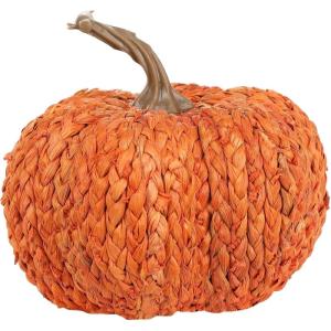 Fun Costumes Cornpeel Pumpkin Halloween Indoor Decoration, Orange Plastic Stem Woven Room House Table Display(Orange)