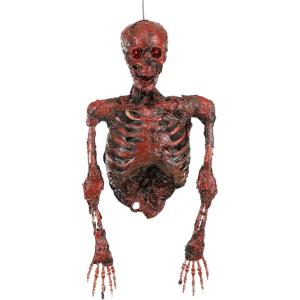 Fun Costumes Hanging Red Half Skeleton Halloween Outdoor & Indoor Decoration, Light-Up LED Eyes Battery Operated Yard Display Decor Standard(Standard)
