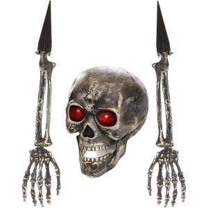 Fun Costumes Skeleton Light Up Decoration with Movable Jaw and Jointed Arm Stakes(Standard)
