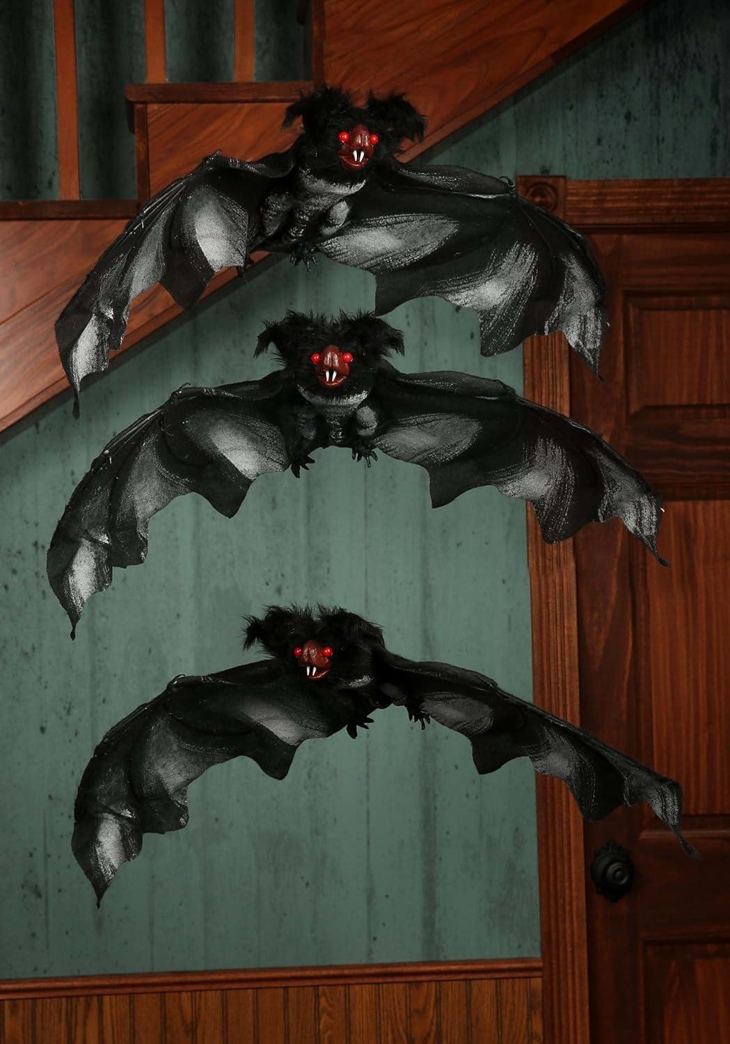 image:imageFun Costumes Black Fake Bat Prop Indoor amp Outdoor Decoration Fuzzy Winged Hairy Room Display Decor Standard Pack of 3Standard