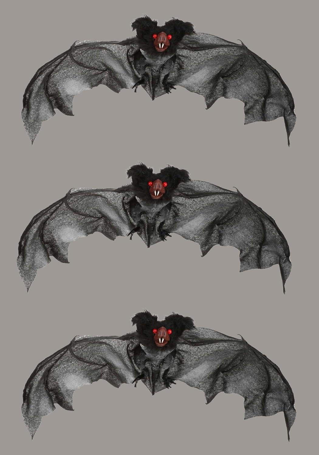 image:imageFun Costumes Black Fake Bat Prop Indoor amp Outdoor Decoration Fuzzy Winged Hairy Room Display Decor Standard Pack of 3Standard