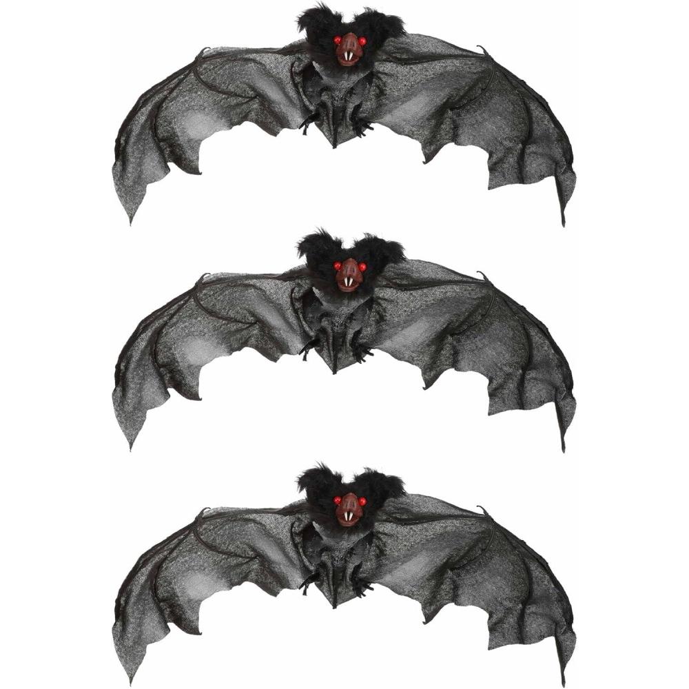image:imageFun Costumes Black Fake Bat Prop Indoor amp Outdoor Decoration Fuzzy Winged Hairy Room Display Decor Standard Pack of 3Standard
