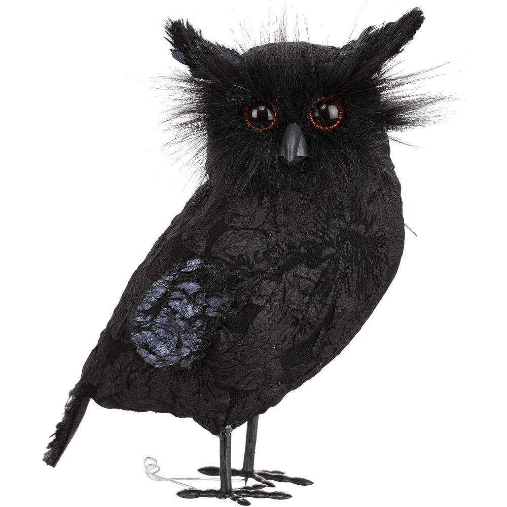 image:imageFun Costumes Black Standing Owl Halloween Prop Indoor Decoration Scary Creepy Fuzzy Bird DisplayStandard