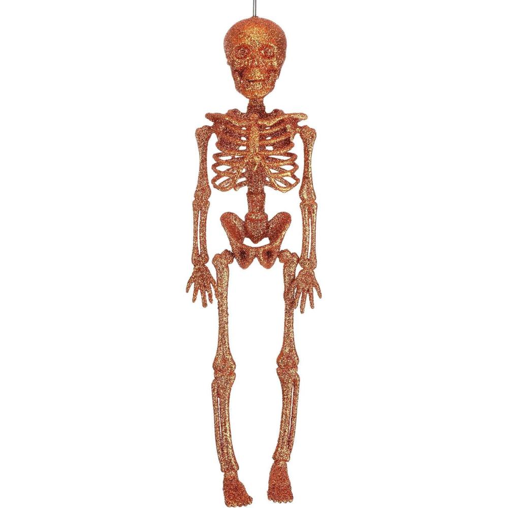 image:imageFun Costumes Glitter Sparkling Orange Posable Hanging Skeleton Decoration Haunted House Halloween PartiesStandard