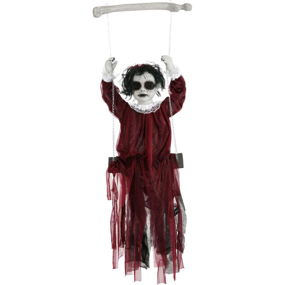 image:imageFun Costumes Scary Hanging Swing Girl Halloween Decoration LightUp with Motion Activation Creepy Red Dress Indoor amp Outdoor Horror