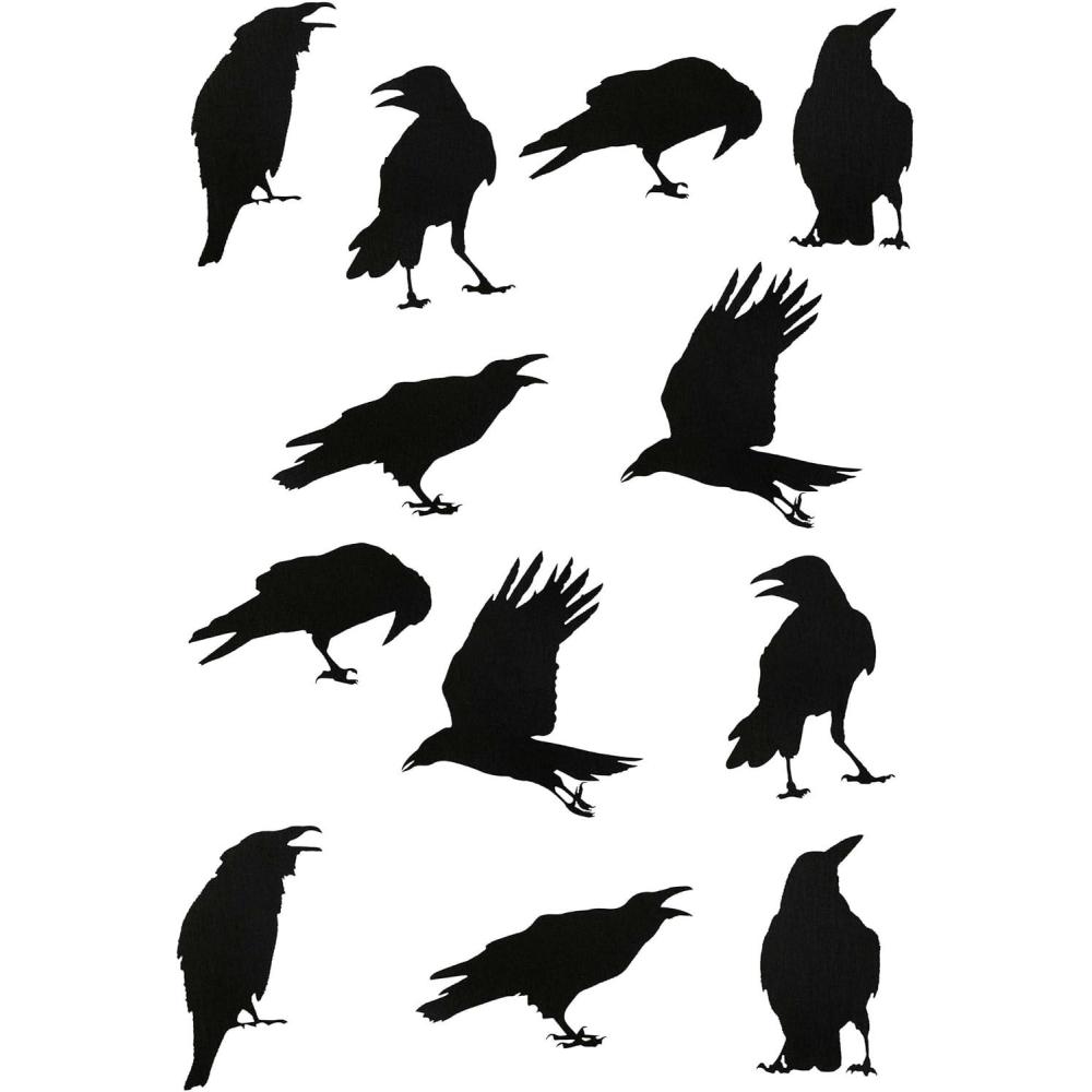 image:imageFun Costumes Set of 12 Piece Black Crow Stickers Indoor Decoration Halloween Seasonal DecorStandard