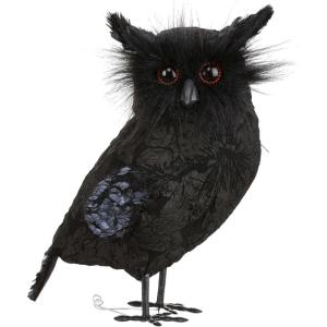 Fun Costumes Black Standing Owl Halloween Prop Indoor Decoration, Scary Creepy Fuzzy Bird Display(Standard)