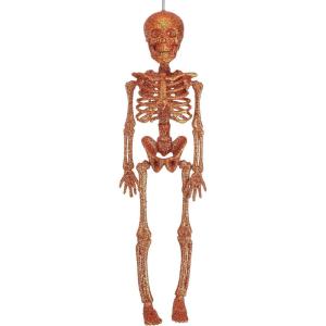 Fun Costumes Glitter Sparkling Orange Posable Hanging Skeleton Decoration Haunted House Halloween Parties(Standard)
