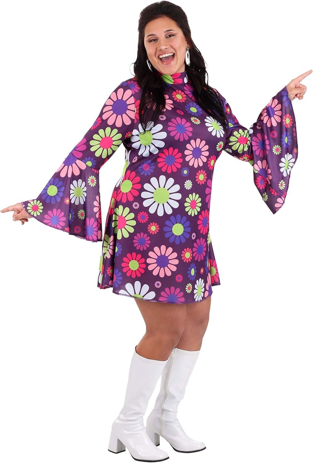 image:imageWomens Plus Size Groovy Flower Power Costume