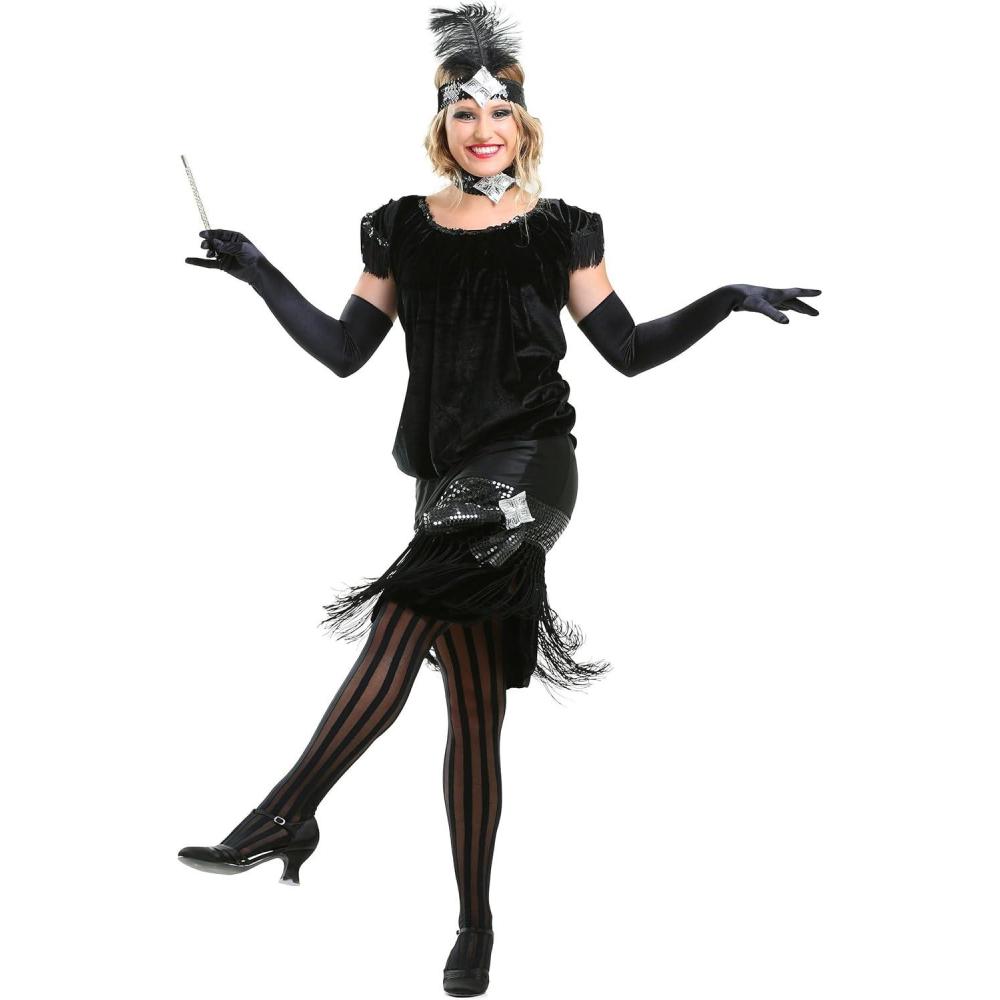 image:imageFun Costumes Deluxe Velvet Flapper Costume Dress with Headband and Choker