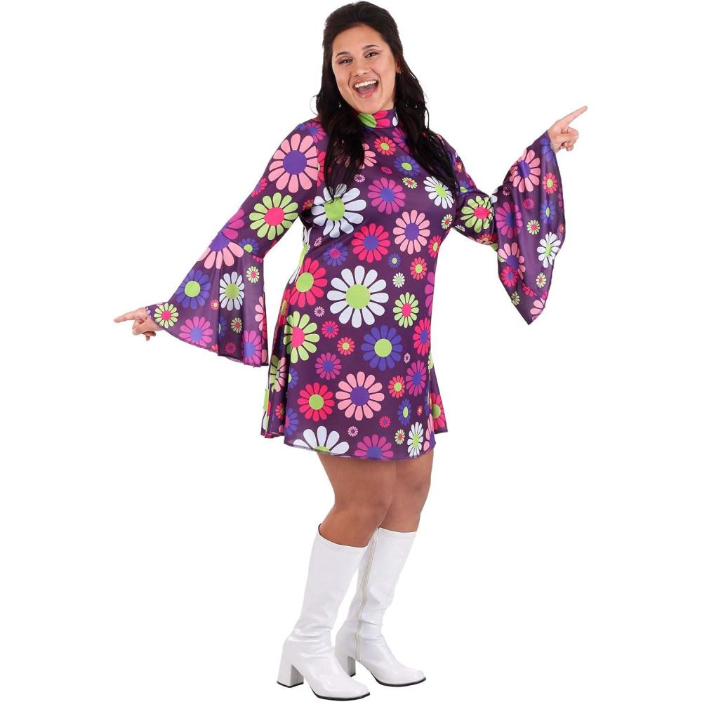 image:imageWomens Plus Size Groovy Flower Power Costume