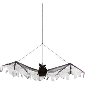 Fun Costumes Black Scary Creepy Bat Halloween Indoor & Outdoor Decoration 7″ High Body, 19″ Wing Span Cord for Hanging(Standard)