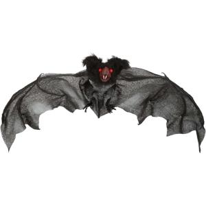 Fun Costumes Hanging Bat Fuzzy Decorative Ornament, Small Black Vampire Spooky Scary Creepy Realistic Display(Standard)