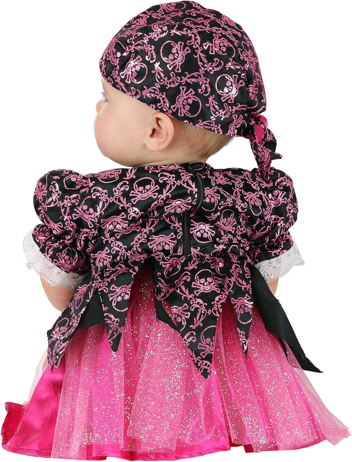 image:imagePink Pirate Baby Costume Dress Bloomers Hat Girls Pirate Infant Outfit