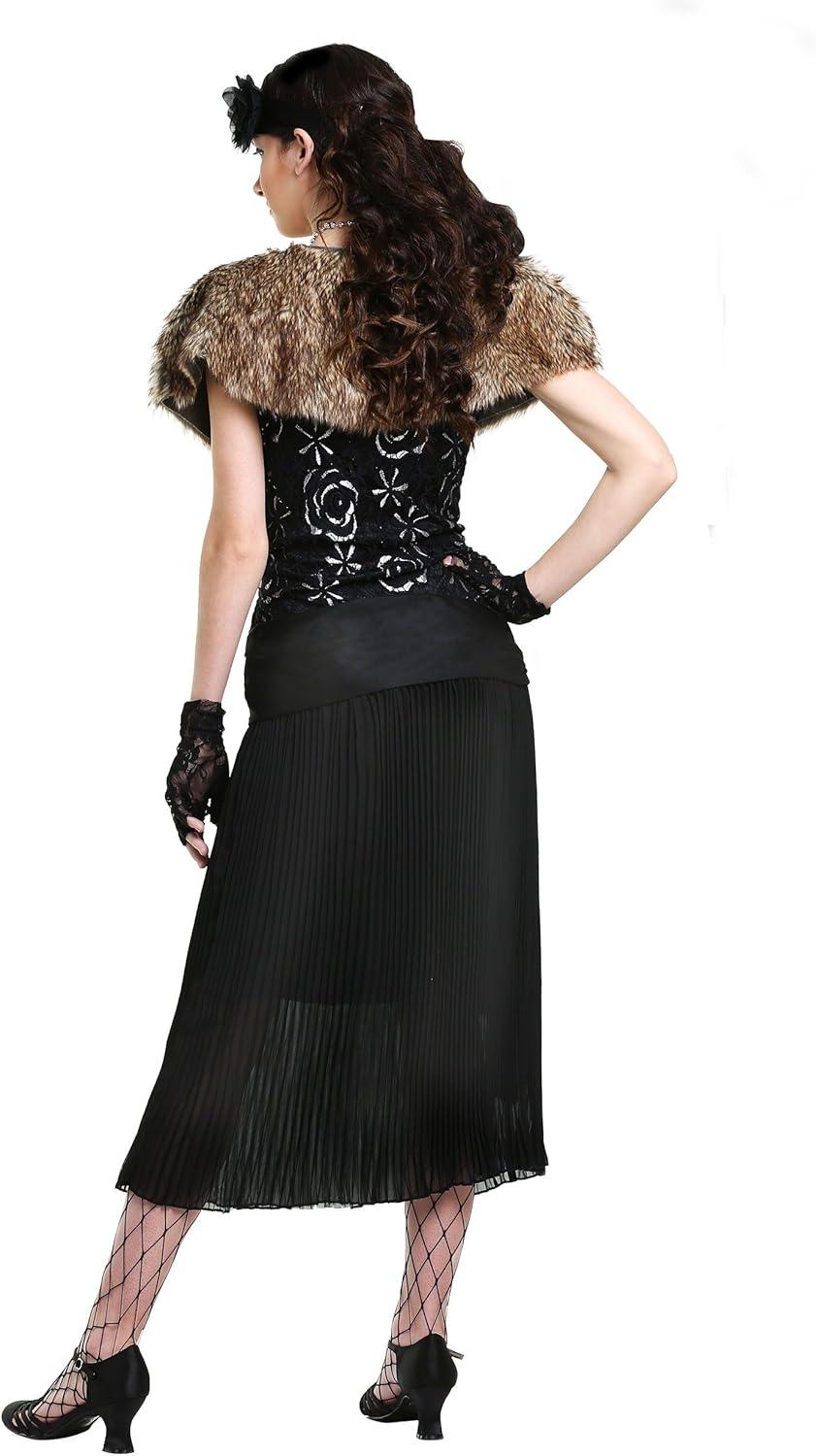 image:imageWomens Plus Size Charleston Flapper Costume Twenties Ensemble With Dress Waist Sash Collar Headband And GlovesCostume