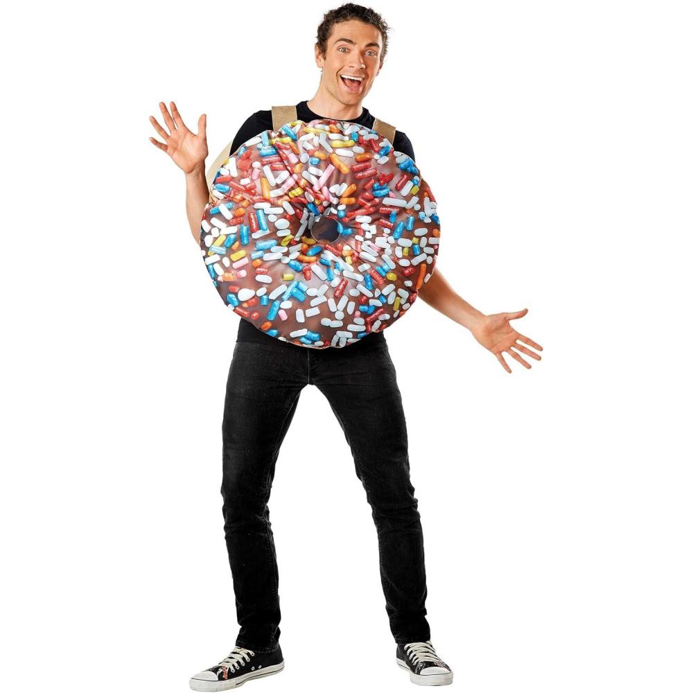 image:imageDelicious Donut Costume for Adults  Fiber Filled Donut Tunic with Graphic Print and Felt Straps