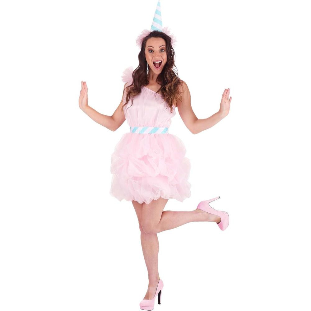 image:imageFun Costumes Womens Cotton Candy Costume Dress  Pink OneShoulder Organza Ruffles Circus Candy Dress amp Headband for Adults