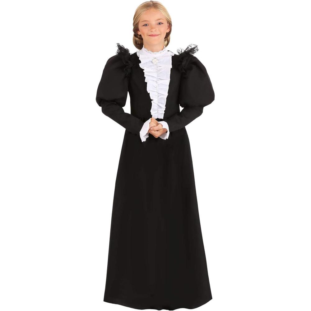 image:imageSusan B Anthony Costume for Kids Girls Historic Black Victorian Era Colonial Dress Costume