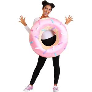 Adult Donut Costume – Inflatable Tunic with Harness and Multi-Colored Sprinkles