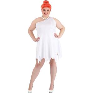Plus Size Flintstones Wilma Flintstone Costume for Women – Includes Dress & Necklace with Wig Option Available(Costume)