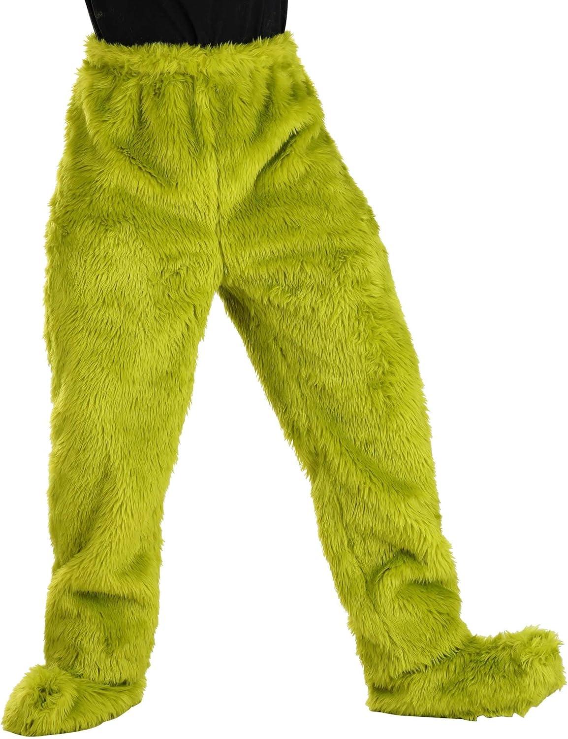 image:imageDr Seuss Grinch Green Fur Pants for Adults Relaxed Fit with Elastic Waistband Officially LicensedGreen