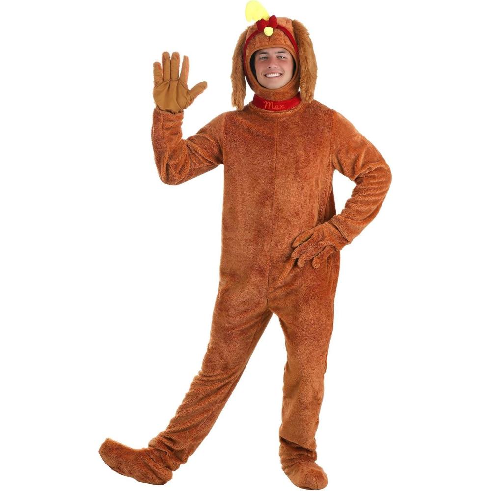 image:imageDr Seuss The Grinch Adult Max Costume Faux Fur Jumpsuit Hood amp Gloves