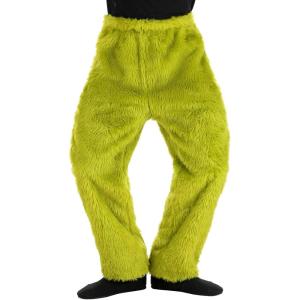 Dr. Seuss Grinch Green Fur Pants for Adults – Relaxed Fit with Elastic Waistband, Officially Licensed(Green)