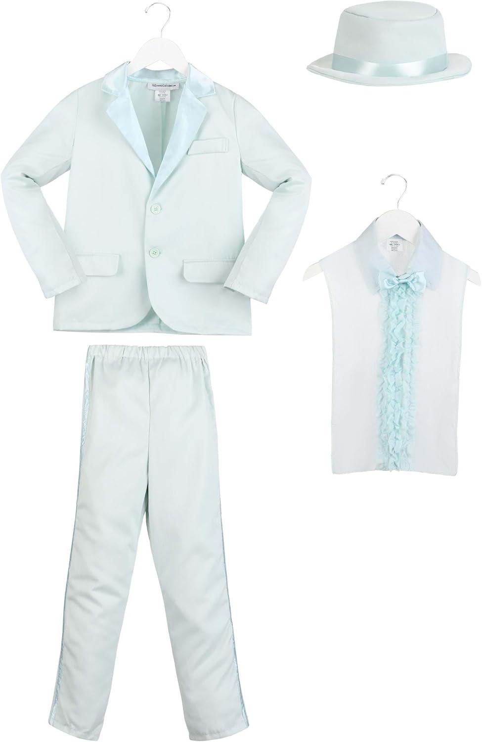 image:imageKids Blue Tuxedo Costume with Pants Jacket Shirt Front and HatBundle W Blue Cane