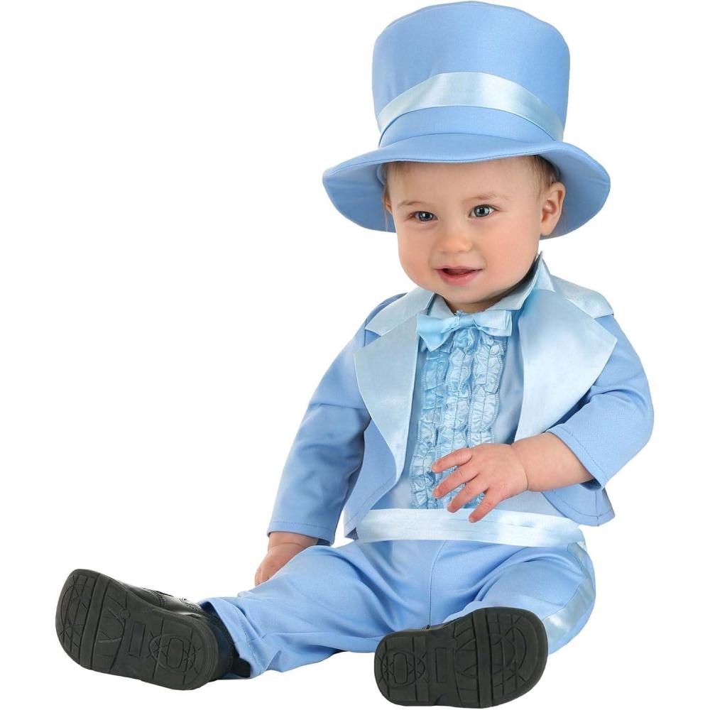 image:imageInfant Powder Blue Suit Halloween Costume Baby Tuxedo with Hat Jacket Pants Shirt Front amp Bow Tie for Special Occasions