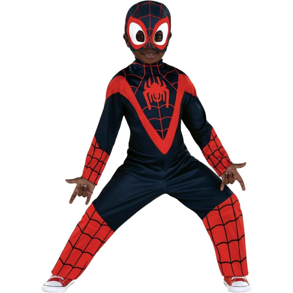 image:imageMiles Morales SpiderVerse Toddler Costume  Kids SpiderMan Jumpsuit and Mask for Halloween and DressUp Play