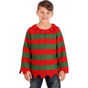 Child Horror Striped Freddy Sweater Costume Shirt for Scary Nightmare Dress-Up