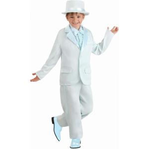 Kids Blue Tuxedo Costume with Pants, Jacket, Shirt Front, and Hat(Costume)