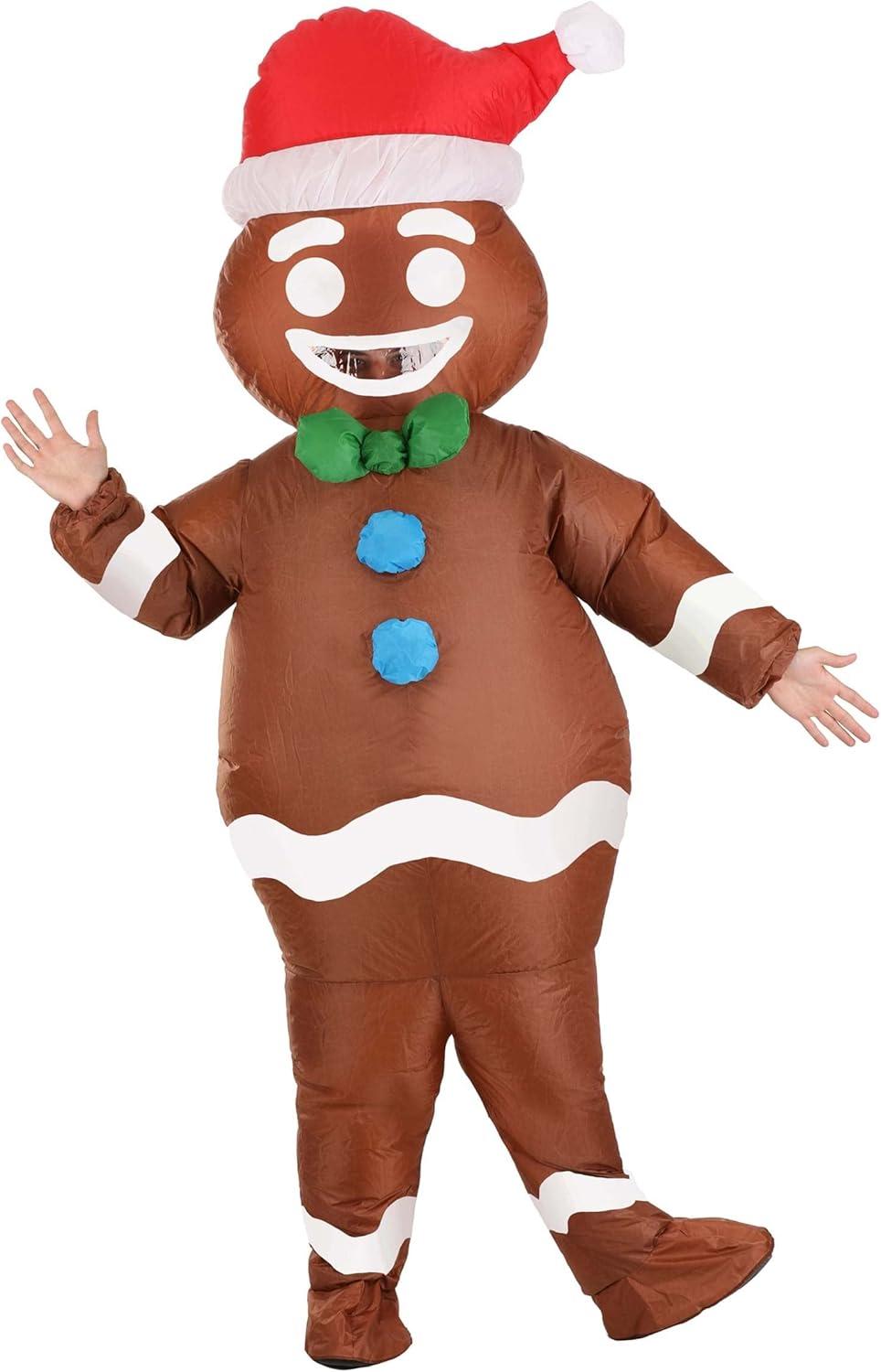 image:imageAdult Gingerbread Man Costume Inflatable Christmas Costumes Blow Up Xmas Outfit Funny Holiday Party Costume